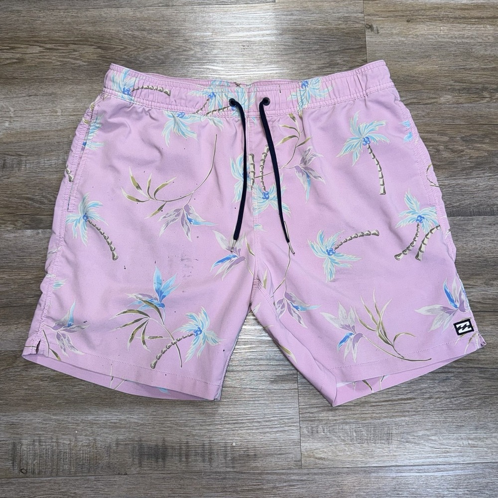 Billabong Sundays Layback Swim Trunks Mens XL All-Over Tropical Palm Tree Print